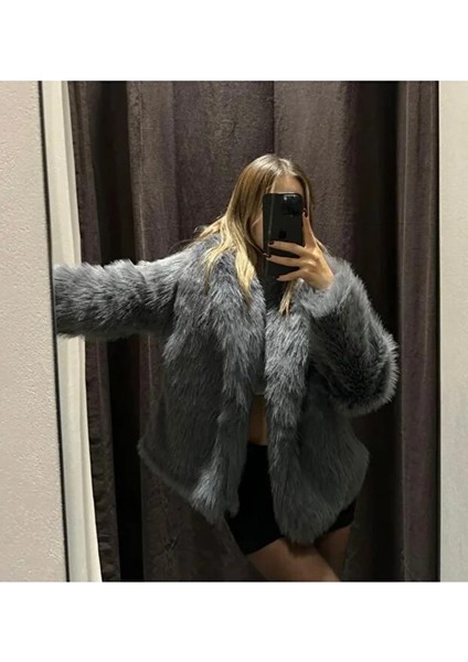 Kadın Yumuşak Tüylü Kısa Kürk Ceket Mont fiyatları
