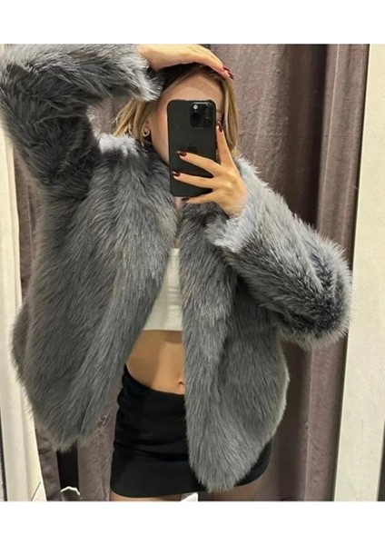 Kadın Yumuşak Tüylü Kısa Kürk Ceket Mont modelleri