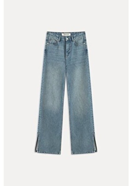 V1910 Yüksek Bel Paçası Yırtmaçlı Jean indirimleri