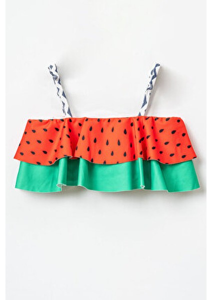 Kız Çocuk Bikini Takımı Karpuz Deseni ile Eğlenceli Yaz Stili 2 Parça modelleri
