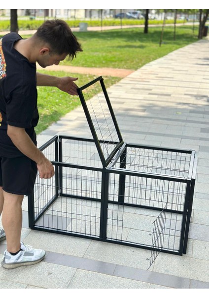 Metal Profilli Kedi Köpek Çit 120 MMX60 mm Yükseklik:60 cm Üstü Kapalı, Kapılı Üzeri Açılabilir fiyatları