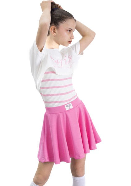 Pembe Beli Lastikli Fitilli Kız Çocuk Tenis Eteği 21039 fırsatları