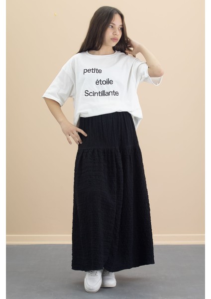 Ekru Kız Çocuk Kısa Kol Tişörtlü Etekli Takım 20549