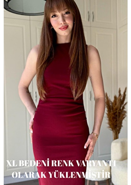 Drapeli Midi Bordo Elbise