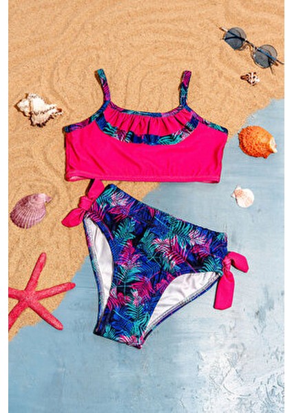 Yaprak Desenli Kız Çocuk Mayo Bikini Takım fiyatları
