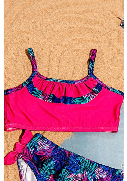 Yaprak Desenli Kız Çocuk Mayo Bikini Takım modelleri