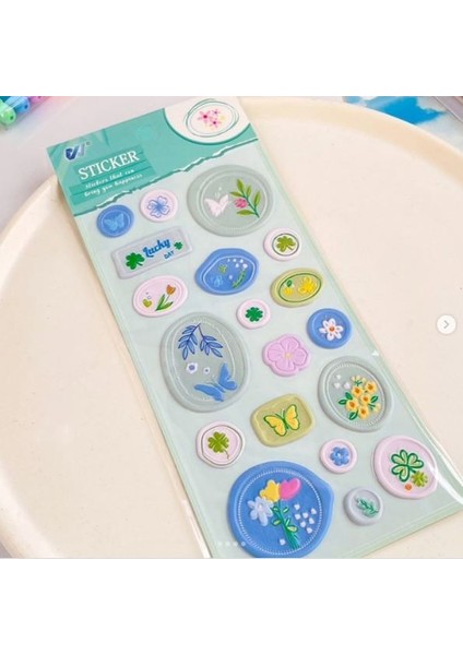 Çiçek Kabartmalı Mühür Çıkartma Sticker 1 Paket fiyatları