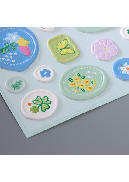 Çiçek Kabartmalı Mühür Çıkartma Sticker 1 Paket modelleri