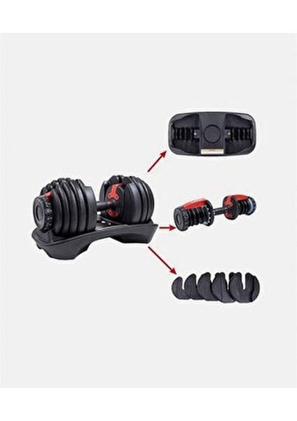 2 Adet 40 kg Ayarlanabilir Mekanizmalı Dambıl Seti (Çiftli) – Ev ve Salon Için