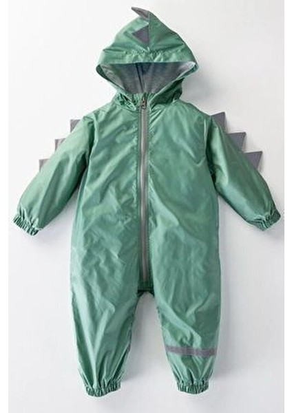 Yeni Sezon Dinozor Dikenli Figürlü Kapüşonlu Pamuk Astarlı Ünisex Bebek&çocuk Yağmurluk Mont Tulum