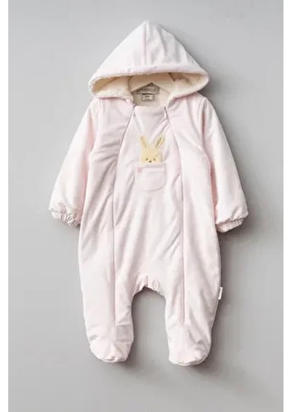 Sevimli Tavşan Desenli Kapüşonlu Wellsoft Astarlı Astronot Kozmonot Tulum