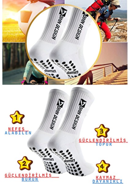 Beyaz Kaydırmaz Silikonlu Tabanlı 2'li Nefes Alan Premium Sporcu Çorap fiyatları