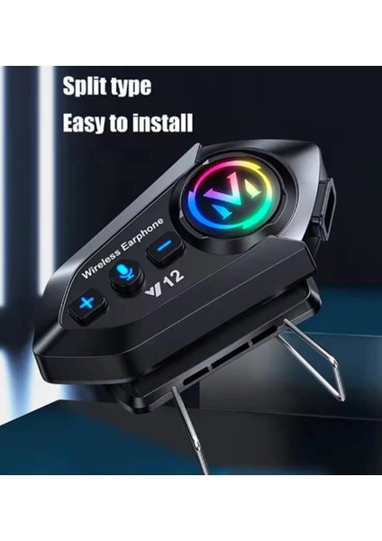 Y12 Motor Kask Kulaklık Rgb Modlu Radyolu Motosiklet Kulaklık 5.3 Bluetooth Intercom - Lisinya