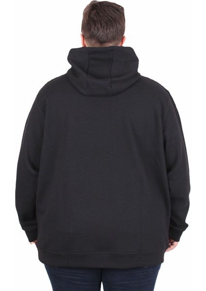 Büyük Beden Kapüşonlu Sweat Double Face Winter 25700 Sıyah modelleri