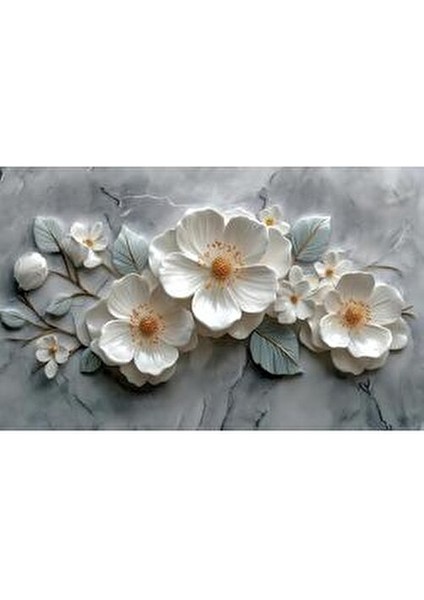 Krem-Beyaz Kabartma Görünümlü Dekoratif Kanvas Duvar Tablo modelleri