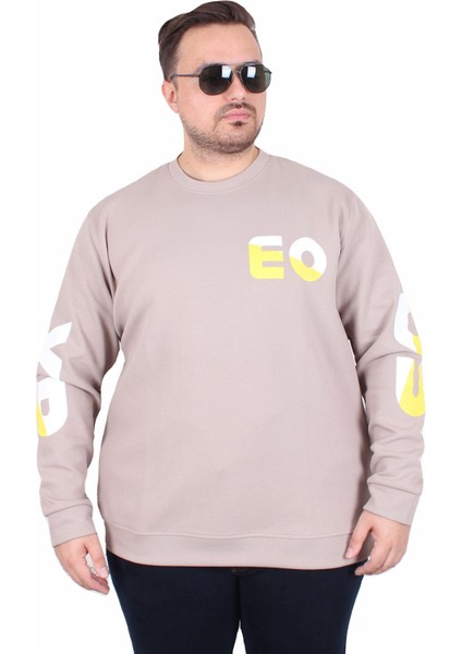 Büyük Beden Bisiklet Yaka Sweat Double Face Pike Eo 25703 Bej fiyatları