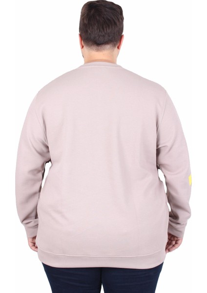 Büyük Beden Bisiklet Yaka Sweat Double Face Pike Eo 25703 Bej fırsatları