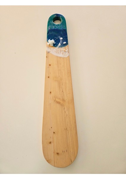 Doğal Sedir Ağacı & Epoksi Sunumluk( Deniz Temalı ) Mavi-Beyaz fiyatları