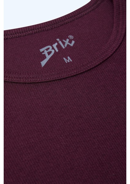 Kadın Modal Fitilli T-Shirt Mürdüm Renk fırsatları