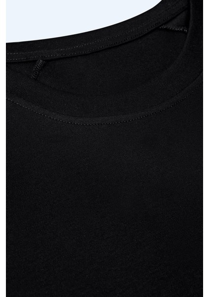 Kadın Modal Fitilli T-Shirt Siyah Renk modelleri