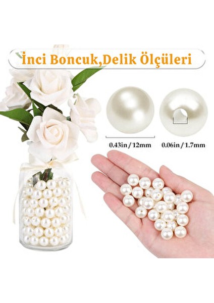 12 mm 100 Adet Inci Boncuk - Beyaz - Çanta ve Takı Yapımı Için