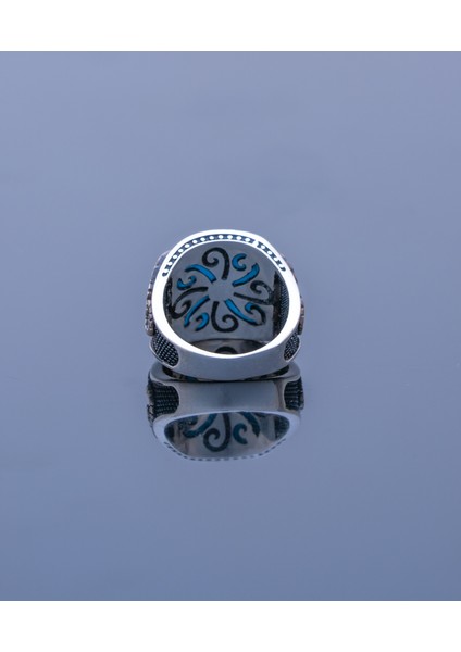 Osmanlı Stil El Yapımı Turkuaz Taşlı 925 Ayar Erkek Gümüş Yüzük Parmağa Göre Ayarlanır 11.55 gr fırsatları