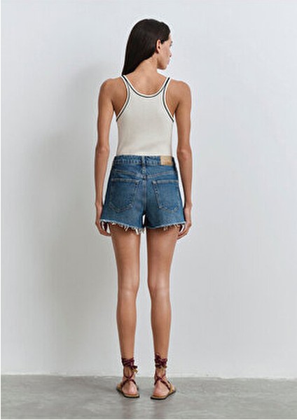 Cherry 90LAR Puslu Koyu Mavi Jean Şort 1410022-89732