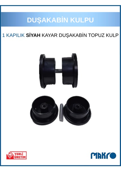 Sürgülü - Kayar Duşakabin Kulp Siyah Cam Duşakabin Kulbu Tek Kapılık