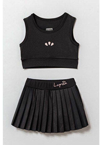 Lyrax Kabartmalı Şort Etekli Crop Kız Çocuk Sporcu Takım