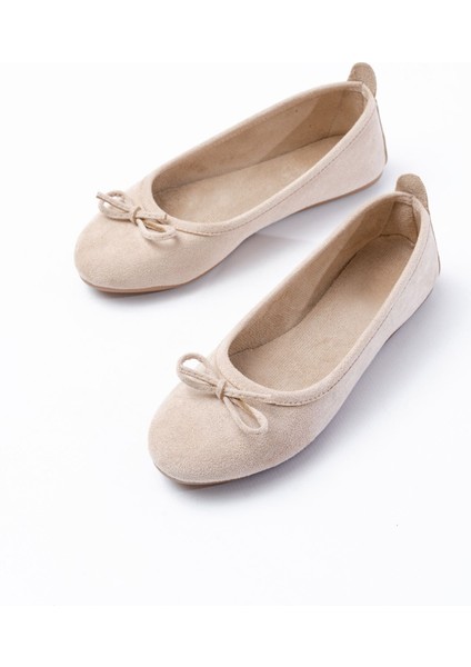 6101 Bej Süet Fiyonklu Günlük Kadın Babet modelleri