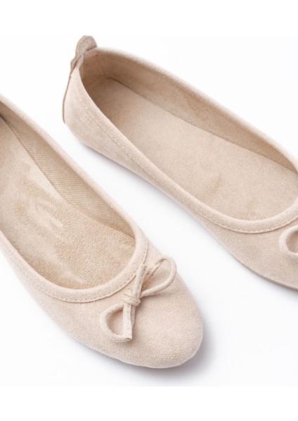 6101 Bej Süet Fiyonklu Günlük Kadın Babet fırsatları