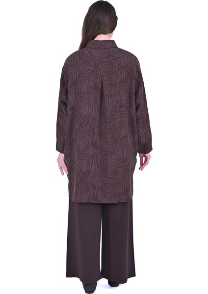 Çiçek Desenli Modal Gömlek 7017 Kahve fiyatları