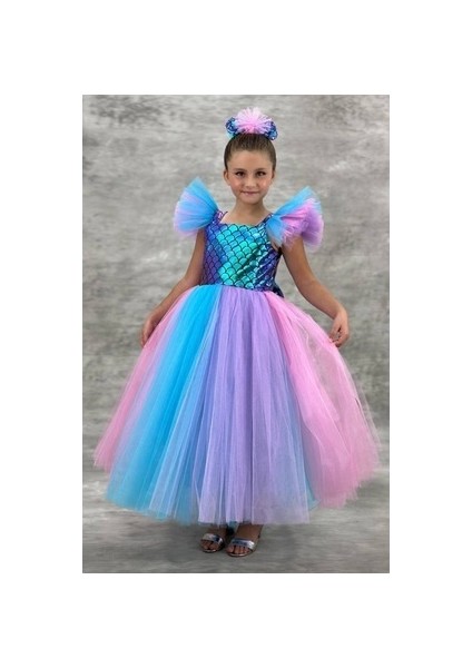 Deniz Kızı Uzun Tüllü Elbise