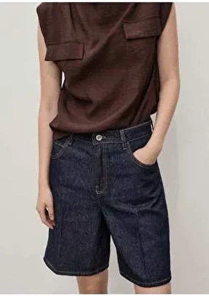 Yüksek Belli Rinse Wash Bermuda Şort