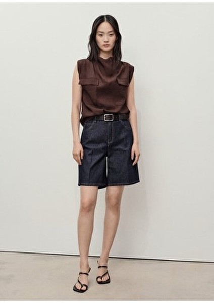 Yüksek Belli Rinse Wash Bermuda Şort fiyatları