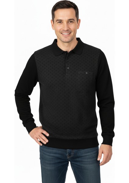 Erkek Kışlık Kazak Pamuklu Düğmeli Polo Yaka Cepli Uzun Kollu Klasik Desenli Rahat Kesim modelleri