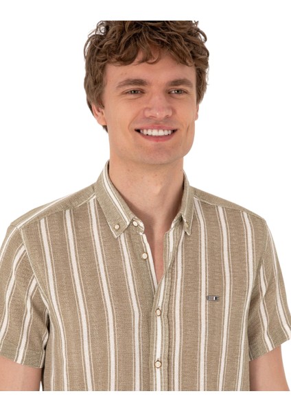 Erkek Haki Kısa Kollu Gömlek 2182541 fırsatları