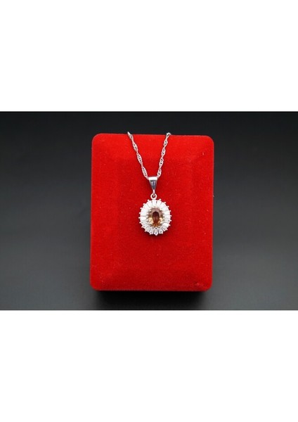 925 Ayar Gümüş Oval Zultanit Kadın Kolyte SK00055