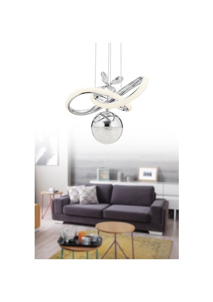 Istanbul Avize Begonvil Gümüş 3 Renkli Ledli Modern Lüx LED Avize