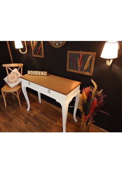 Wooding 110 cm Çekmeceli Masif Beyaz Naturel Dresuar