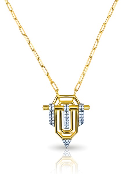 925 Ayar Gümüş Taşlı Altın Kaplama Serenay Kadın Kolye