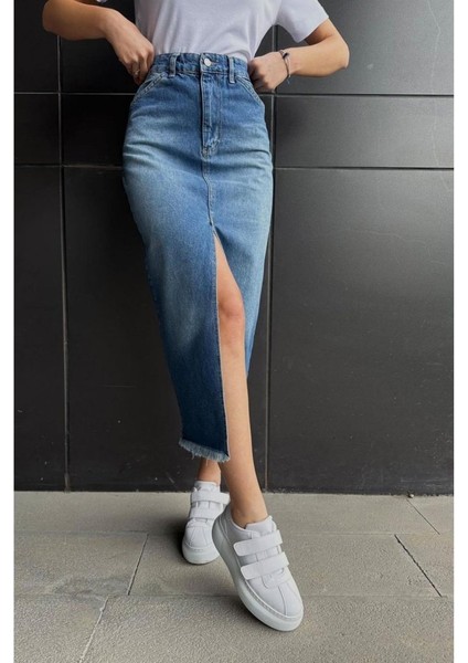 Kar Yıkama Yırtmaçlı Kot Etek fiyatları