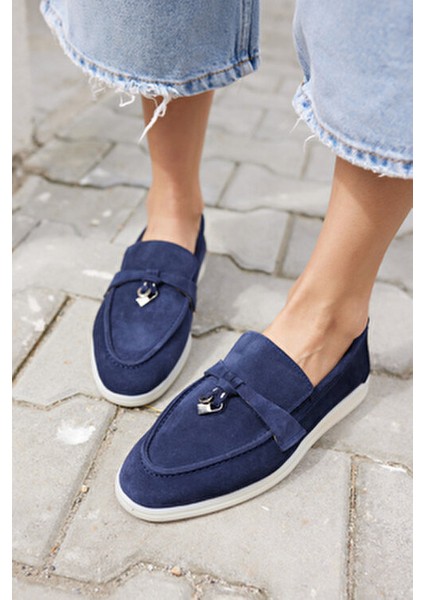 Casado Kadın Lacivert Gercek Suet Loafer Ayakkabı fiyatları