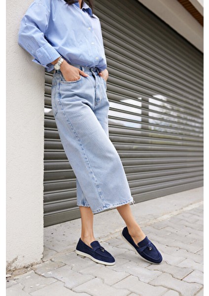 Casado Kadın Lacivert Gercek Suet Loafer Ayakkabı modelleri