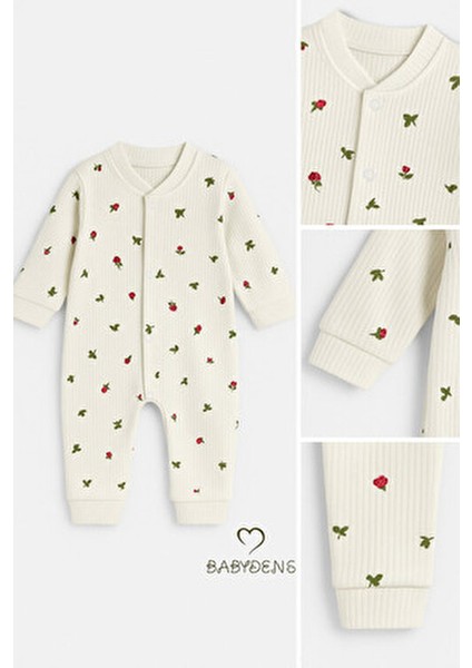 Çiçek Desenli Pamuklu Fitilli Ribana Çıtçıtlı Bebek Tulum Manşetli Paça Kız Bebek Yenidoğan Tulum fiyatları