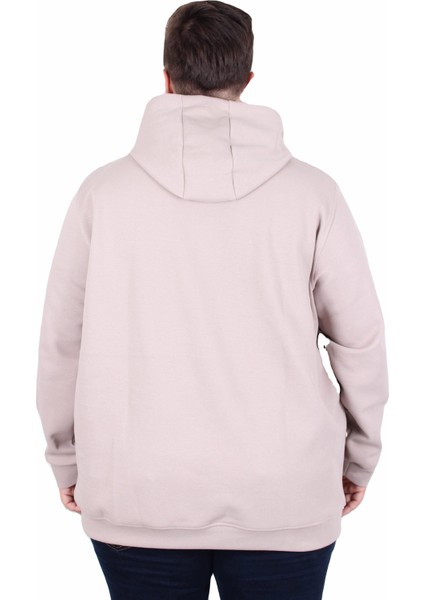 Büyük Beden Kapüşonlu Sweat Double Face Winter 25700 Bej modelleri