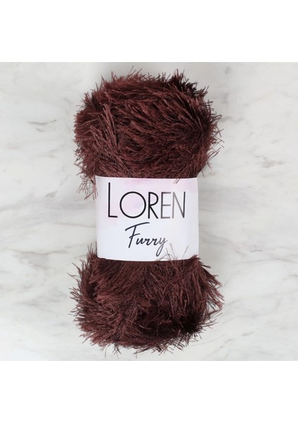 Loren Furry Kahverengi El Örgü Ipi - RF093 - 34064