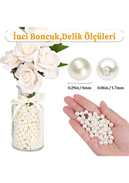8 mm Inci Boncuk 100 Gram - Krem - Çanta ve Takı Yapımı Için fiyatları