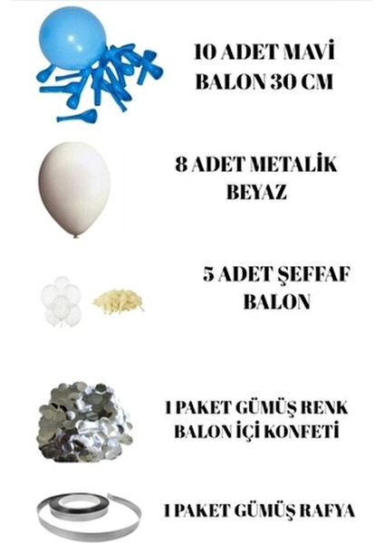 1 Yaş Mavi Renk Konsept - Doğum Günü Partisi Süsü Yıldız Folyo Balon modelleri
