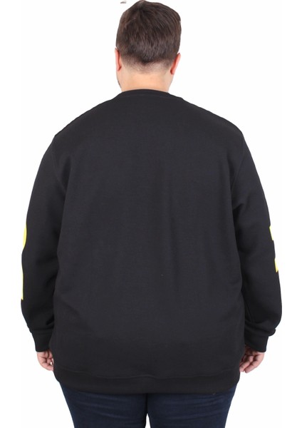 Büyük Beden Bisiklet Yaka Sweat Double Face Pike Eo 25703 Sıyah fırsatları